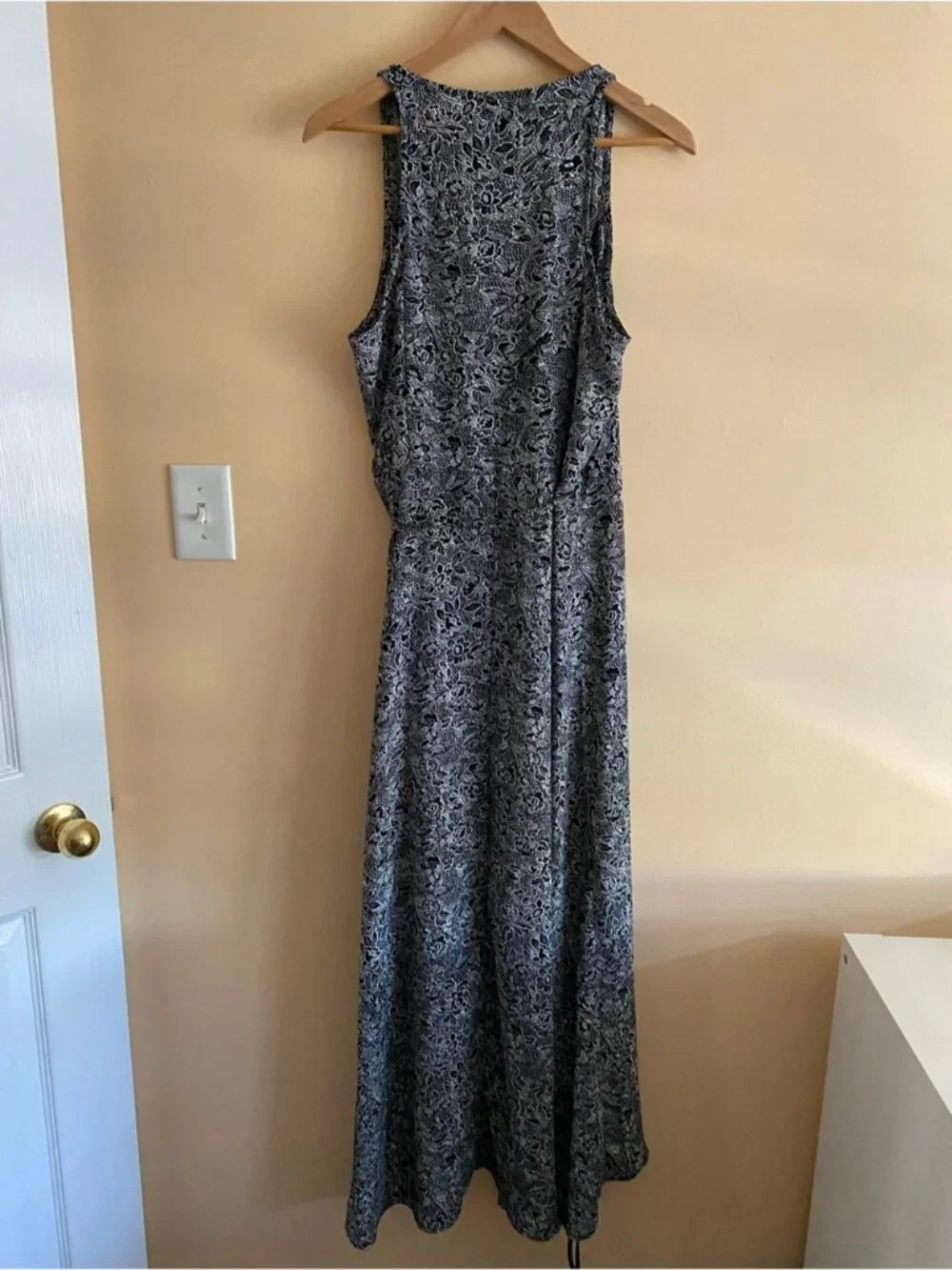 Abercrombie & Fitch Floral Wrap Midi Dress Woman Large Black White Sleeveless